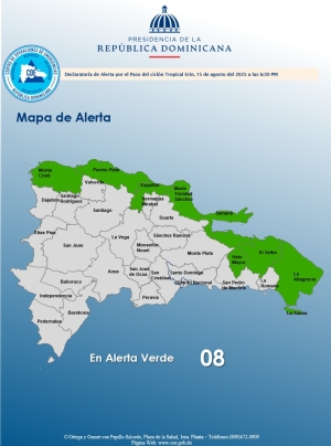 DECLARATORIA DE ALERTA  HORA: 6:30 pm.  Santo Domingo, D. N.  15, agosto del 2025
