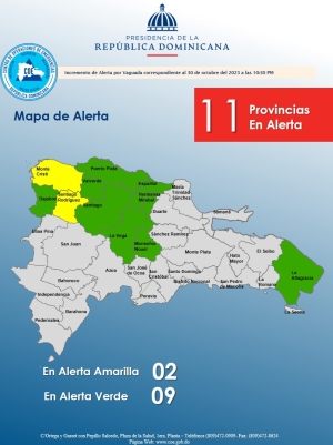Incremento de alerta verde, 30 de octubre del 2023.. 11pm.