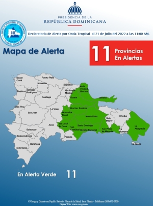 Emisi&oacute;n de alerta Verde por onda tropical (21,7, 2022, 11,00 AM)