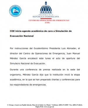COE inicia agenda acad&eacute;mica de cara a Simulaci&oacute;n de Evacuaci&oacute;n Nacional.