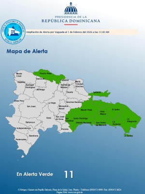 El COE aumenta 10 provincias y al Distrito Nacional en alerta verde, debido a que el informe del INDOMET