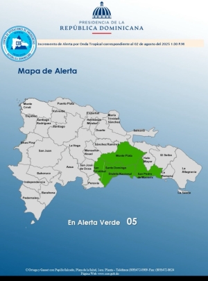 AMPLIACI&Oacute;N DE ALERTA HORA: 1:30 pm Santo Domingo, D. N. 02 de agosto del 2025
