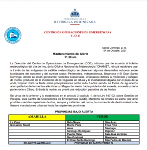 MANTENIMIETO DE ALERTA (04 de Octubre, 2021, 11:30 AM)