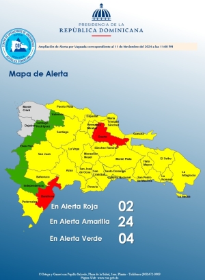 Ampliaci&oacute;n de Alerta por Vaguada a las 11:00 PM del 11 nov. 2024
