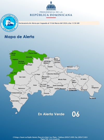 El COE coloca 06 provincias en alerta verde