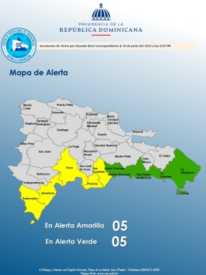 Incremento de alerta por ciclon Tropical Beryl 30,8,2023 6,30pm
